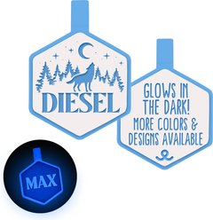 Besties Glow in the Dark Stay Wild Jingle-Free Silicone Personalized Dog ID Tag, Glow Blue