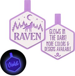 Besties Glow in the Dark Stay Wild Jingle-Free Silicone Personalized Dog ID Tag, Glow Purple