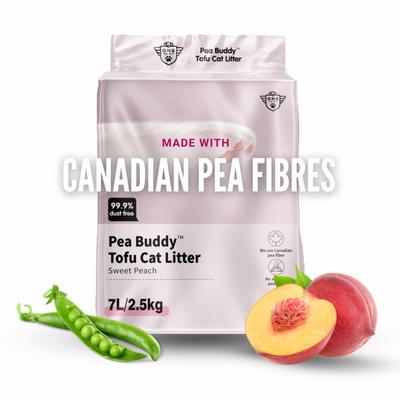 Show full view: One for Pets Pea Buddy Canadian Pea Based Clumping Tofu Cat Litter, 5.51-lb bag, Sweet Peach, 4 count slide 8 of 9