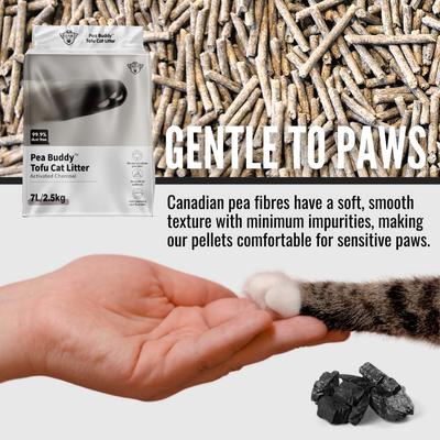 Show full view: One for Pets Pea Buddy Canadian Pea Based Clumping Tofu Cat Litter, 5.51-lb bag, Charcoal, 4 count slide 6 of 9