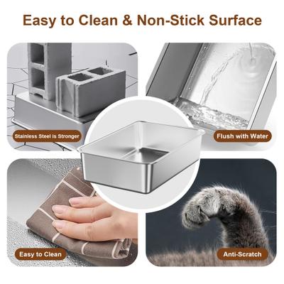 Show full view: Casfuy Stainless Steel High Sided Enclosed Cat Litter Box with Step & Metal Scooper, XX-Large slide 6 of 9