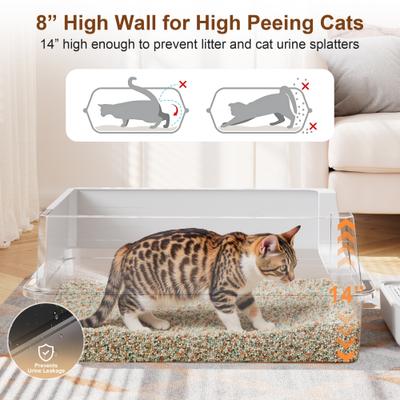 Show full view: Casfuy Stainless Steel High Sided Enclosed Cat Litter Box with Step & Metal Scooper, XX-Large slide 5 of 9