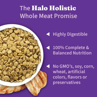 Show full view: Halo Holistic Complete Digestive Health Grain-Free Chicken & Sweet Potato Dog Food Recipe Small Breed Dry Dog Food, 10-lb bag slide 6 of 12