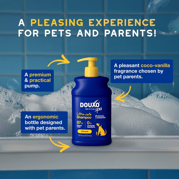Show full view: Douxo Skin & Coat SPA UltraSafe Oatmeal Dog Shampoo, 16-fl oz bottle slide 6 of 10
