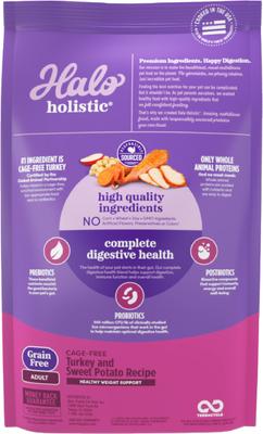 Show full view: Halo Holistic Complete Digestive Health Grain-Free Turkey & Sweet Potato Dog Food Recipe Adult Dry Dog Food, 21-lb bag slide 3 of 13