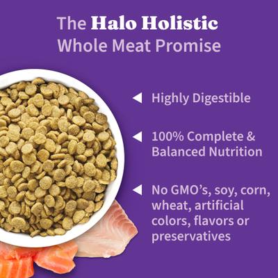 Show full view: Halo Holistic Complete Digestive Health Wild-Caught Salmon & Whitefish Recipe Small Breed Dry Dog Food, 10-lb bag slide 6 of 12