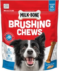 Milk-Bone Original Brushing Chews Small/Medium Chicken Flavor Daily Dental Dog Treats, 35 count
