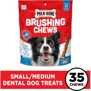 Milk-Bone Brushing Chews Small & Medium Original Chicken Flavor Daily Dental Dog Treats, 35 count