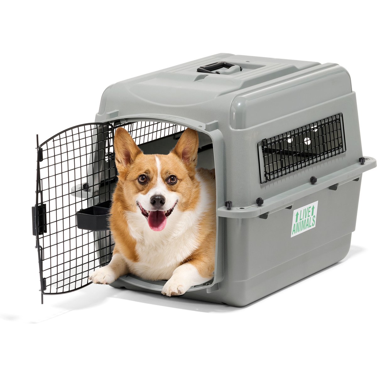 Petmate Sky Dog & Cat Kennel, Gray, 28-in, 25-30-lbs