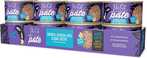 Show full view: Tiki Cat After Dark Pate Chicken, Chicken Liver & Quail Recipe Grain-Free Wet Cat Food, 5.5-oz can, case of 8 slide 3 of 11