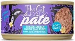Tiki Cat After Dark Pate Chicken, Chicken Liver & Quail Recipe Grain-Free Wet Cat Food, 5.5-oz can, case of 8