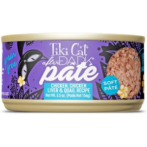 Tiki Cat After Dark Pate Chicken, Chicken Liver & Quail Recipe Grain-Free Wet Cat Food, 5.5-oz can, case of 8