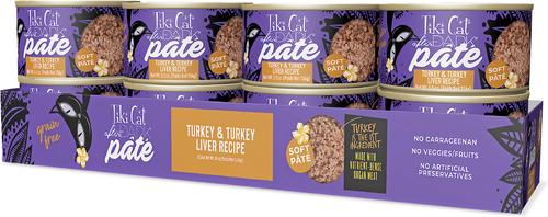 Show full view: Tiki Cat After Dark Pate Turkey & Turkey Liver Recipe Grain-Free Wet Cat Food, 5.5-oz can, case of 8 slide 3 of 12