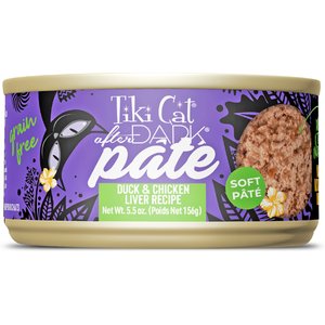Tiki Cat After Dark Pate Duck & Chicken Liver Recipe Grain-Free Wet Cat Food, 5.5-oz can, case of 8
