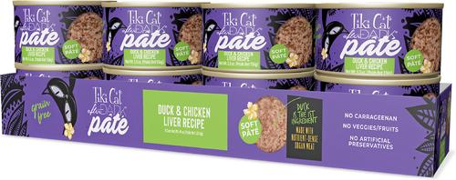 Show full view: Tiki Cat After Dark Pate Duck & Chicken Liver Recipe Grain-Free Wet Cat Food, 5.5-oz can, case of 8 slide 3 of 11