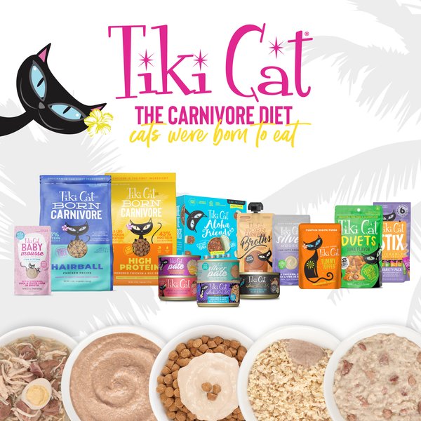 Tiki Cat Silver Chicken, Salmon & Chicken Liver Recipe Grain-Free Pate in Broth Wet Cat Food