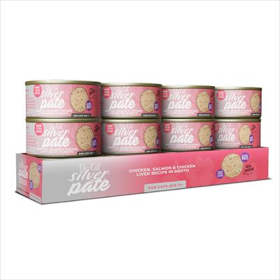 Show full view: Tiki Cat Silver Chicken, Salmon & Chicken Liver Recipe Grain-Free Pate in Broth Wet Cat Food, 2.4-oz can, case of 12 slide 4 of 10