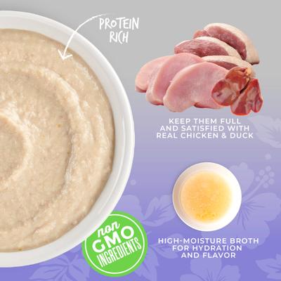 Show full view: Tiki Cat Silver Mousse Chicken, Duck & Duck Liver Grain-Free Pate in Broth Wet Cat Food, 2.8-oz pouch, case of 12 slide 7 of 10