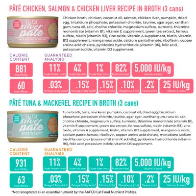 Show full view: Tiki Cat Silver Variety Pack Grain-Free Pate Wet Cat Food, 2.4-oz can, case of 12 slide 5 of 10