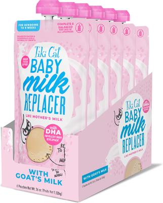 Show full view: Tiki Cat Baby Milk Replacer Goat Milk Wet Kitten Food, 6-oz pouch, case of 6 slide 3 of 11