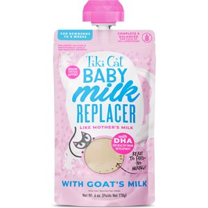 Tiki Cat Baby Milk Replacer Goat Milk Wet Kitten Food, 6-oz pouch, case of 6