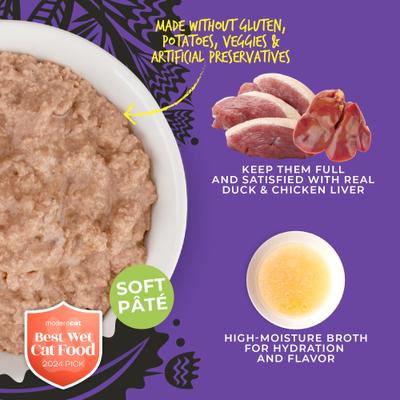 Show full view: Tiki Cat After Dark Pate Duck & Chicken Liver Recipe Grain-Free Wet Cat Food, 5.5-oz can, case of 8 slide 6 of 11