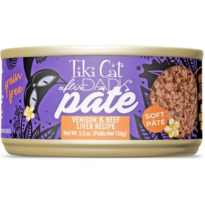 Tiki Cat After Dark Pate Venison & Beef Liver Recipe Grain-Free Wet Cat Food, 5.5-oz can, case of 8
