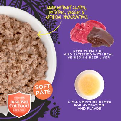 Show full view: Tiki Cat After Dark Pate Venison & Beef Liver Recipe Grain-Free Wet Cat Food, 5.5-oz can, case of 8 slide 6 of 12