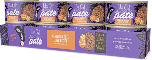 Show full view: Tiki Cat After Dark Pate Venison & Beef Liver Recipe Grain-Free Wet Cat Food, 5.5-oz can, case of 8 slide 3 of 12