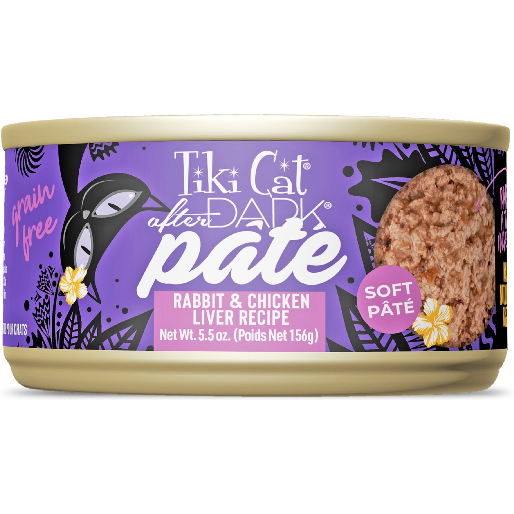 Tiki Cat After Dark Pate Rabbit & Chicken Liver Recipe Grain-Free Wet Cat Food, 5.5-oz can, case of 8