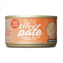 Tiki Cat Silver Chicken Recipe Grain-Free Pate in Broth Wet Cat Food, 2.4-oz can, case of 12