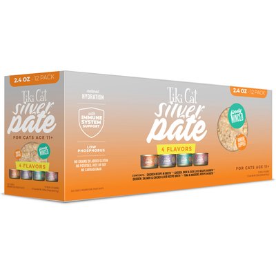 Tiki Cat Tiki Cat Silver Variety Pack Grain-Free Pate Wet Cat Food, 2.4-oz can, case of 12