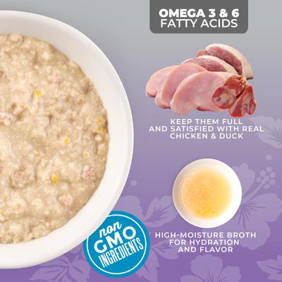 Show full view: Tiki Cat Silver Chicken, Duck & Duck Liver Recipe Grain-Free Pate in Broth Wet Cat Food, 2.4-oz can, case of 12 slide 7 of 10