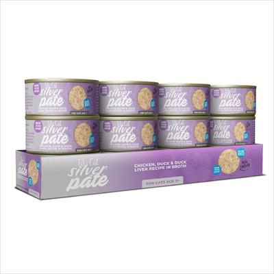 Show full view: Tiki Cat Silver Chicken, Duck & Duck Liver Recipe Grain-Free Pate in Broth Wet Cat Food, 2.4-oz can, case of 12 slide 4 of 10