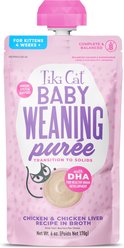 Tiki Cat Baby Weaning Puree Chicken Grain-Free Pate Wet Cat Food, 6-oz pouch, case of 6