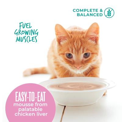 Show full view: Tiki Cat Baby Mousse Chicken, Tuna & Chicken Liver Grain-Free Wet Kitten Food, 2.4-oz pouch, case of 12 slide 7 of 10