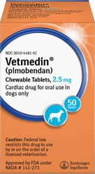 Vetmedin (pimobendan) Chewable Tablets for Dogs, 50 tablets, 2.5-mg