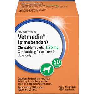 Vetmedin (pimobendan) Chewable Tablets for Dogs, 50 tablets, 1.25-mg