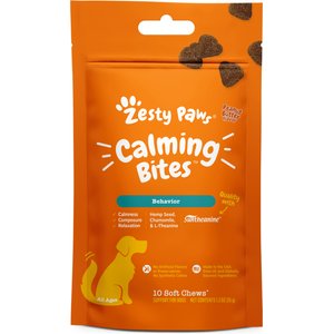 Zesty Paws Hemp Calming Bites Peanut Butter Flavored Soft Chews Composure & Relaxation Supplement for Dogs, 10 count