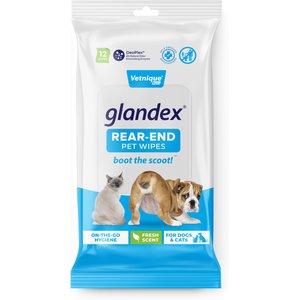 Vetnique Labs Glandex Boot the Scoot Rear End Anal Gland Cleaning & Deodorizing Hygienic Dog & Cat Wipes, 12 count