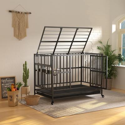 Show full view: LovMor Heavy Duty Air Lift Rod Dog Crate with Wheels, Black, 43 inch slide 8 of 10