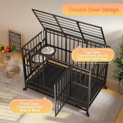 Show full view: LovMor Heavy Duty Air Lift Rod Dog Crate with Wheels, Black, 43 inch slide 7 of 10