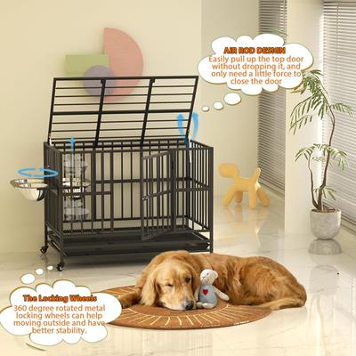 Show full view: LovMor Heavy Duty Air Lift Rod Dog Crate with Wheels, Black, 43 inch slide 4 of 10