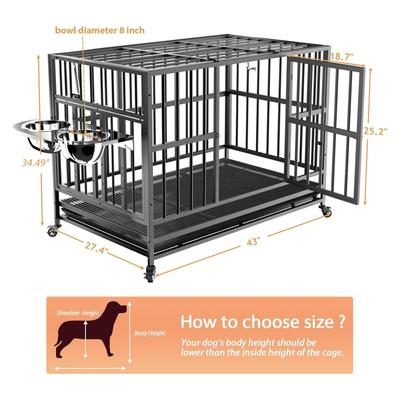 Show full view: LovMor Heavy Duty Air Lift Rod Dog Crate with Wheels, Black, 43 inch slide 2 of 10