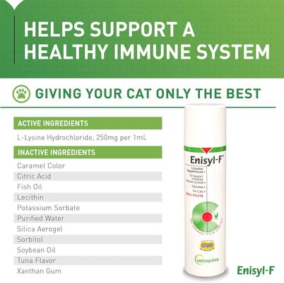 Show full view: Vetoquinol Enisyl-F Paste Immune Supplement for Cats, 100 mL slide 4 of 11