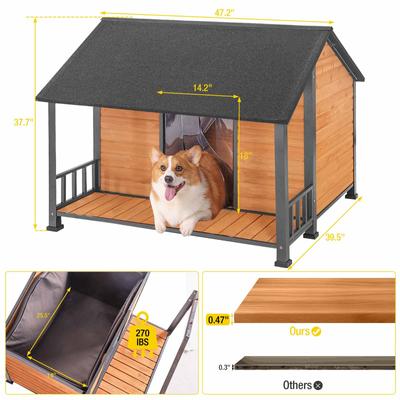 Show full view: Aivituvin Wooden Insulated Dog House, Brown, Large slide 6 of 7
