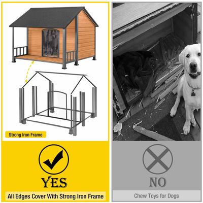 Show full view: Aivituvin Wooden Insulated Dog House, Brown, Large slide 3 of 7