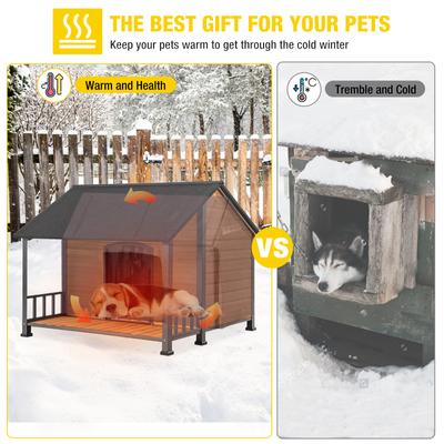 Show full view: Aivituvin Wooden Insulated Dog House, Brown, Large slide 4 of 7