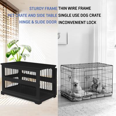 Show full view: Merry Products Slide Aside Single Door Furniture Style Dog Crate & End Table, Black, 35 inch slide 9 of 10