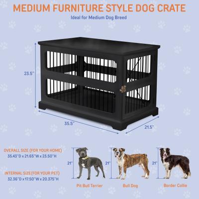 Show full view: Merry Products Slide Aside Single Door Furniture Style Dog Crate & End Table, Black, 35 inch slide 5 of 10
